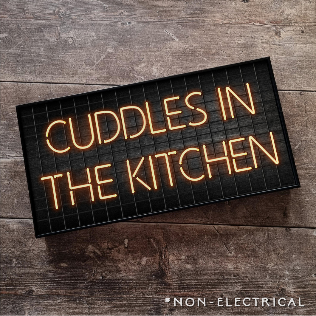 Cuddles in the Kitchen : Neon Style Metal Print